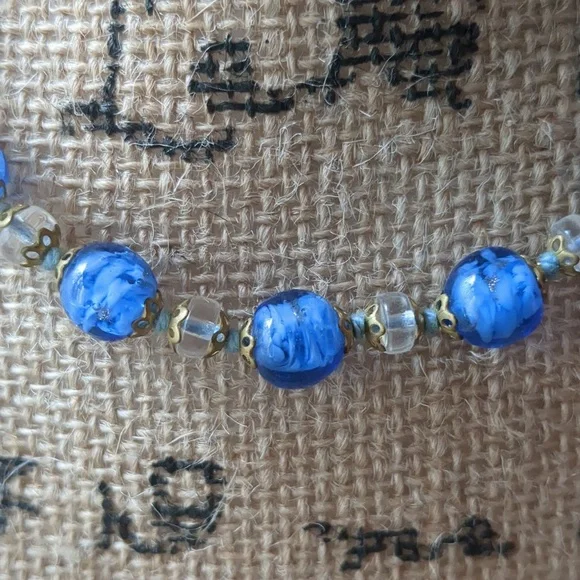 Venetian Glass Blue Beaded Necklace - Picture 3 of 7